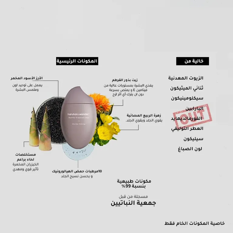 كريم الترطيب بالأرز الأسود والهيالورنيك من هاروهارو وندر - 50 مل