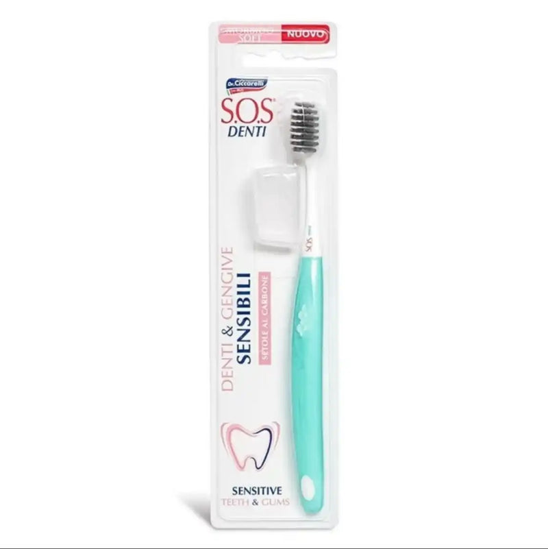 فرشاة أسنان للأسنان واللثة الحساسة بشعيرات الفحم  S.O.S Denti من د. تشيكاريلي