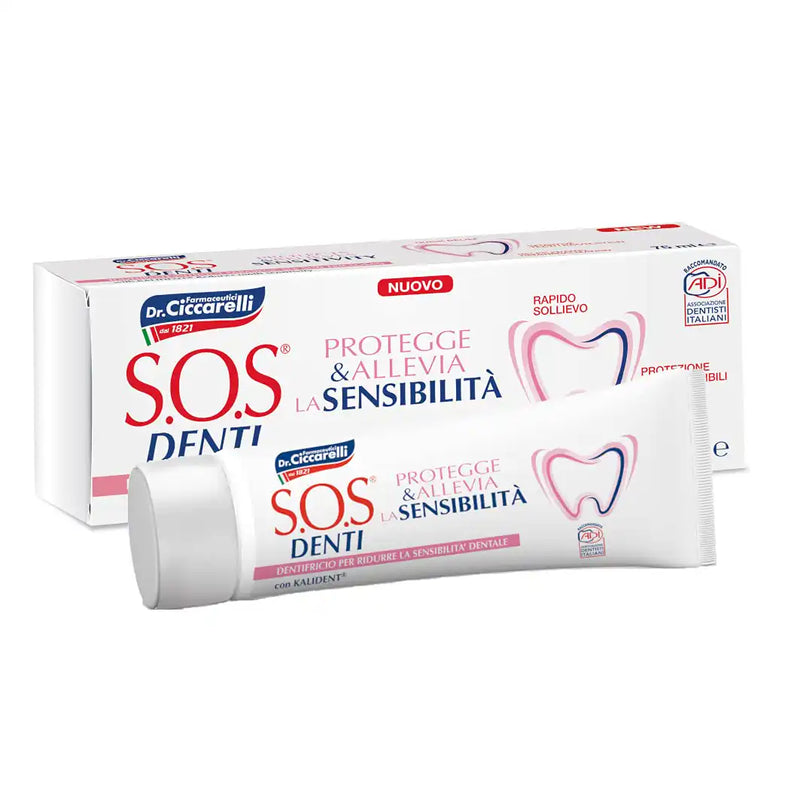 معجون اسنان للأسنان الحساسة يحمي المينا ويخفف الحساسية S.O.S Denti من د. تشيكاريلي - 75 مل